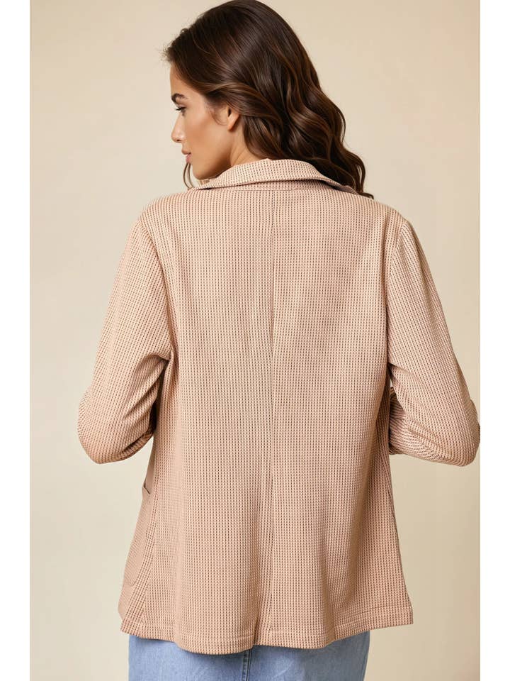 Doe and Rae - Wholesale Blazer - Women's - Shirred Sleeve Textured Blazer - 10150J8