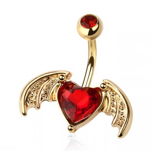 316L SURGICAL STEEL BAT WINGS HEART BELLY BUTTON NAVEL RING for wholesale by CRAVE