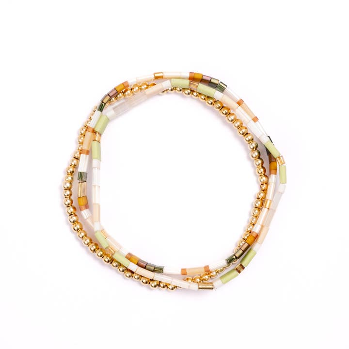 Mayana Designs Co - Wholesale Jewelry Set - Set/3 Miyuki Tila Bracelets (Cream/Citron)1