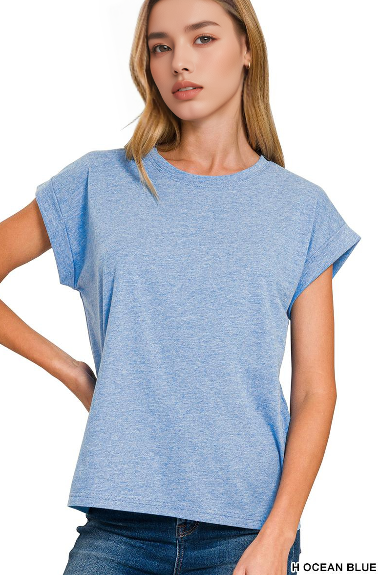 42POPS - Wholesale T-Shirt - Women's - `.Round Neck Folded Short Sleeve T Shirt24