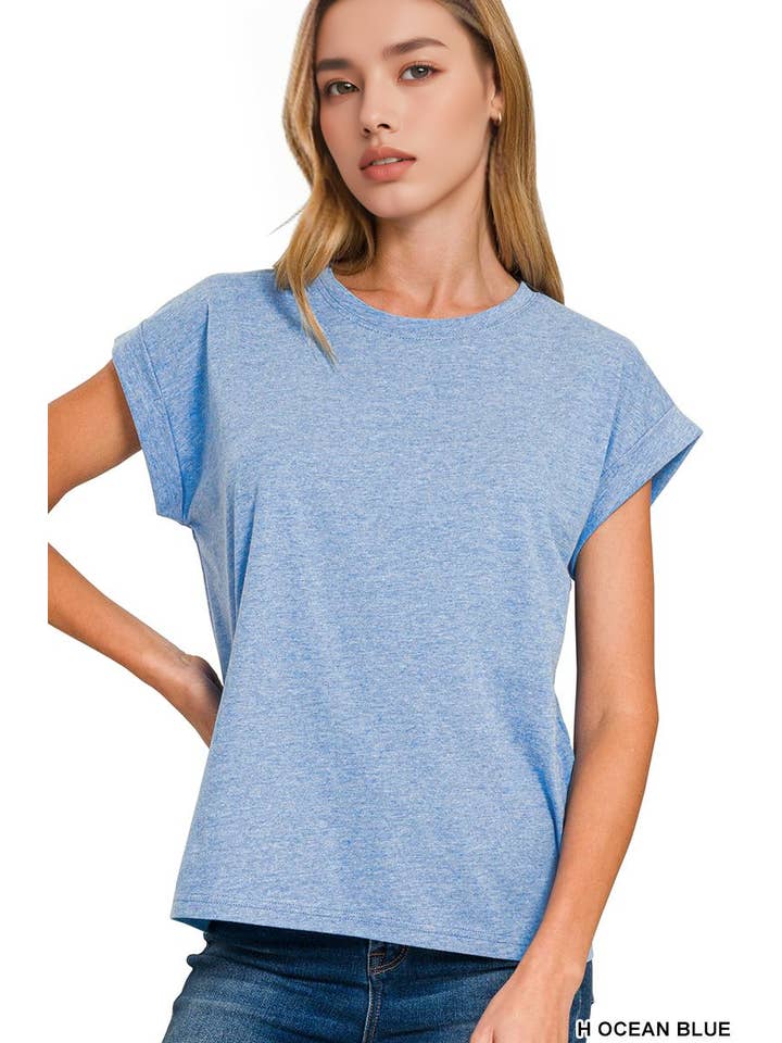42POPS - Wholesale T-shirt – women's - `.Round Neck Folded Short Sleeve T Shirt24