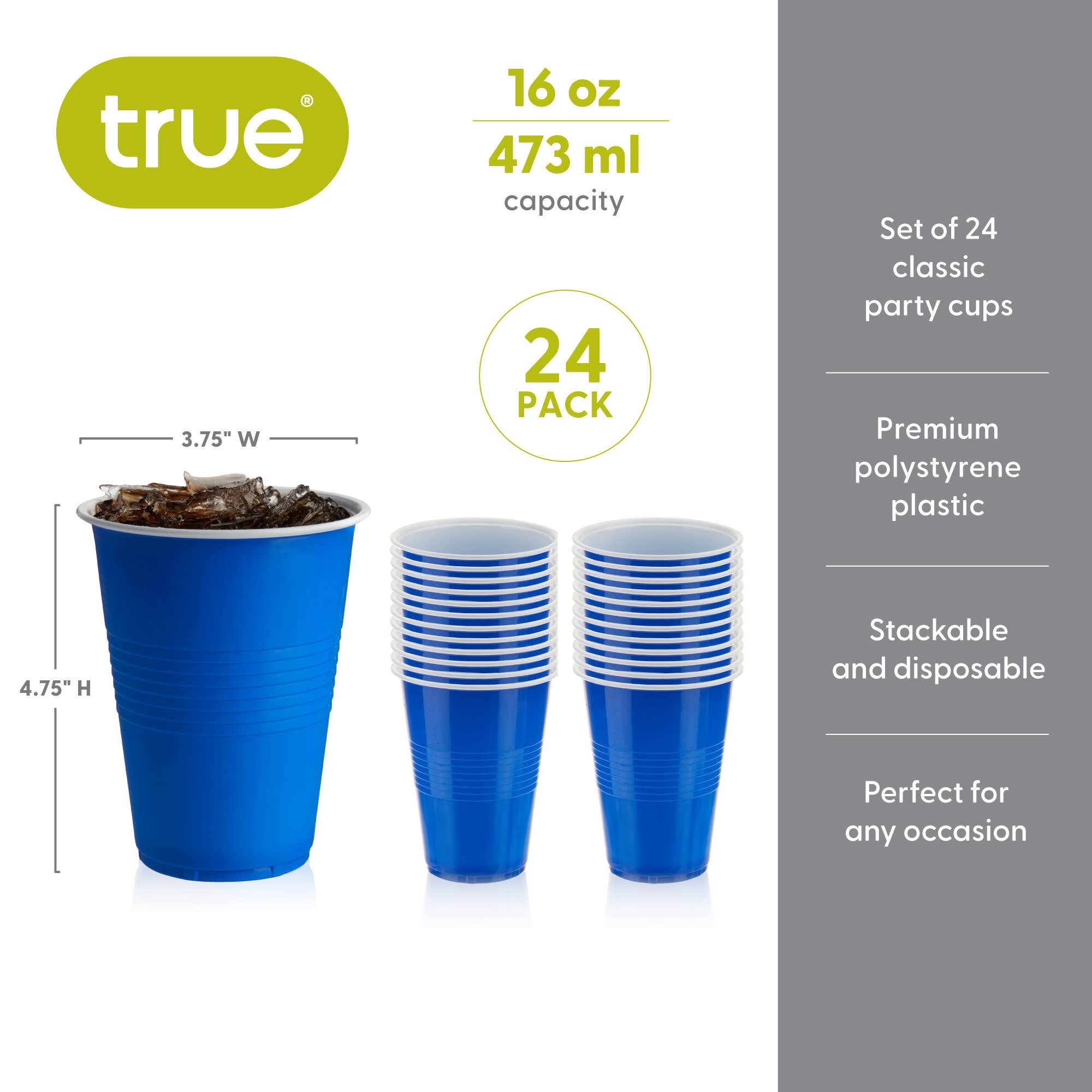 TRUE - Wholesale Disposable Cup - Party Disposable Plastic Cups Pack of 24 Red or Blue7