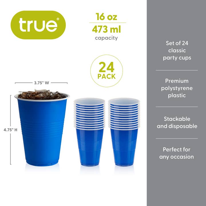 TRUE - Wholesale Disposable Cup - Party Disposable Plastic Cups Pack of 24 Red or Blue7