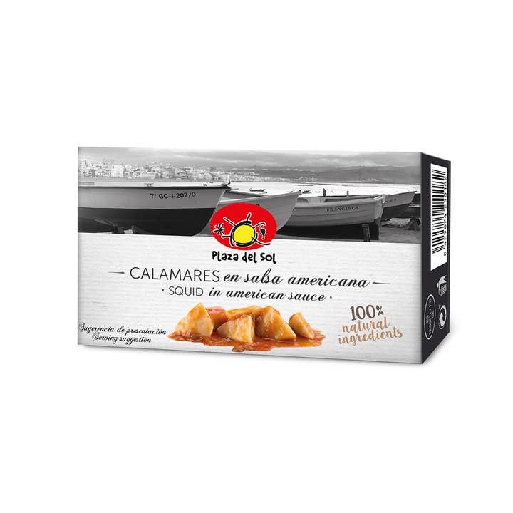 Calamari (Pezzi) in Salsa Americana 115g per la vendita all'ingrosso da parte di Plaza del sol