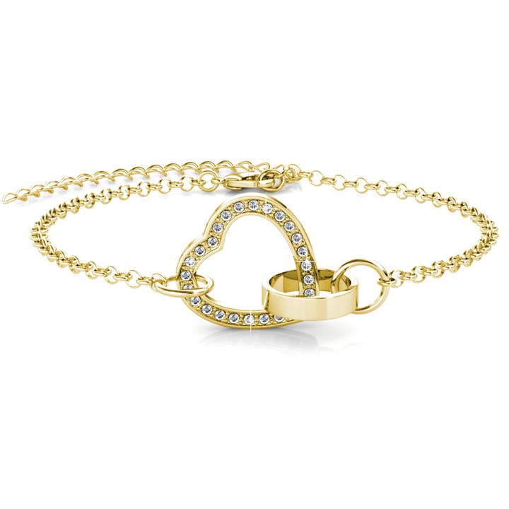 CARALI / MYC Paris - Vente Bracelets à breloques/pendentifs - Bracelet Locked Heart - Doré et Cristal
