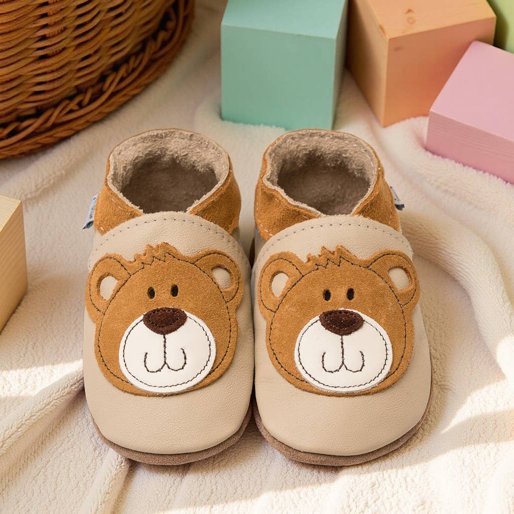 Inch Blue – wholesale Cot shoes – Baby – Baby Leather Shoes - Teddy Cream3