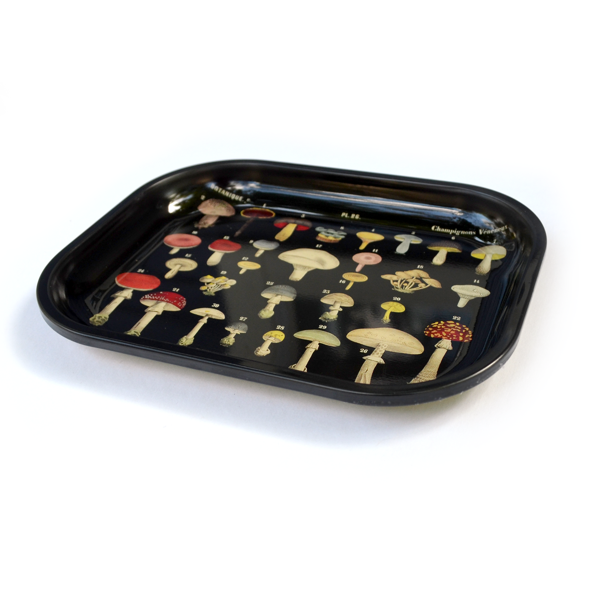 Curious Prints - Wholesale Decorative Tray - Small Metal Black Mushroom Ritual Tray / Rolling Tray1