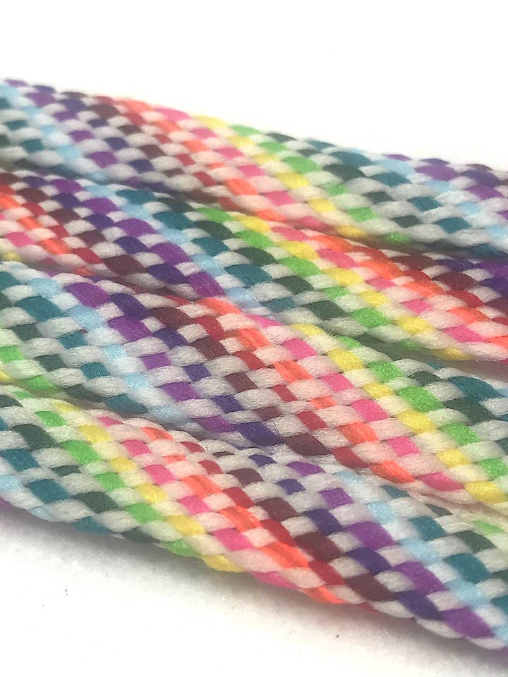Light Rainbow Flat Shoelaces for wholesale by The Shoelace Factory