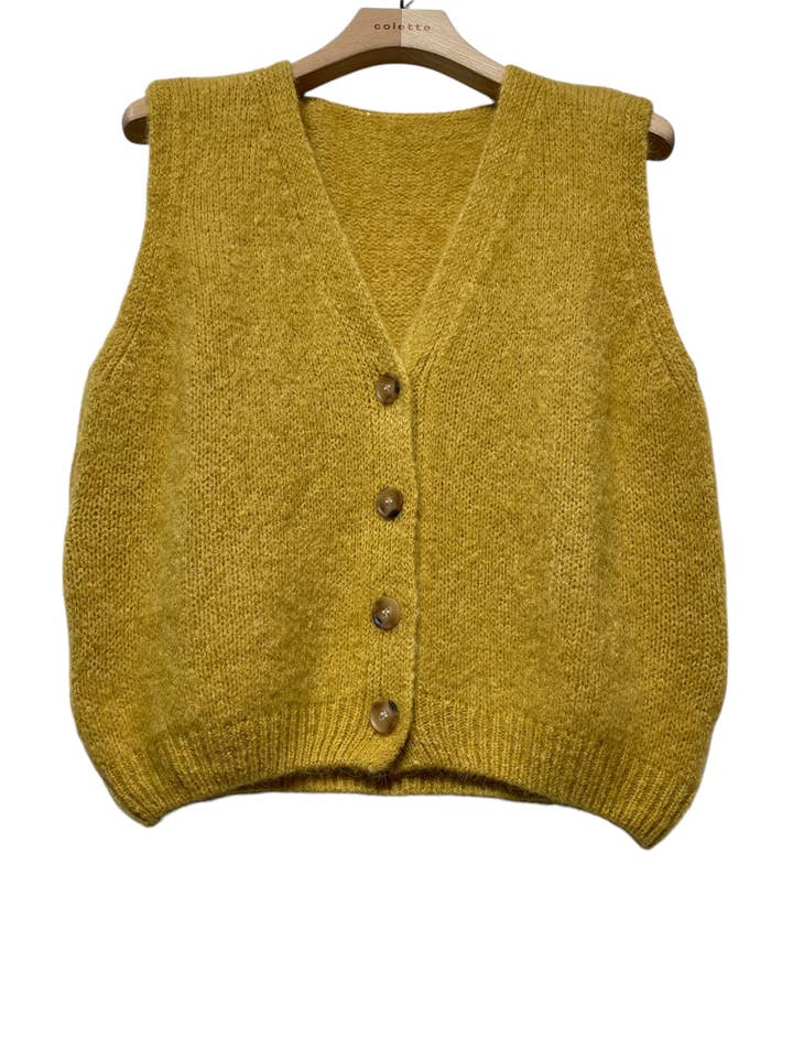 LINEN & COTTON HOUSE - Wholesale Sweater Vest - Women's - Sleeveless sweater with buttons 507123