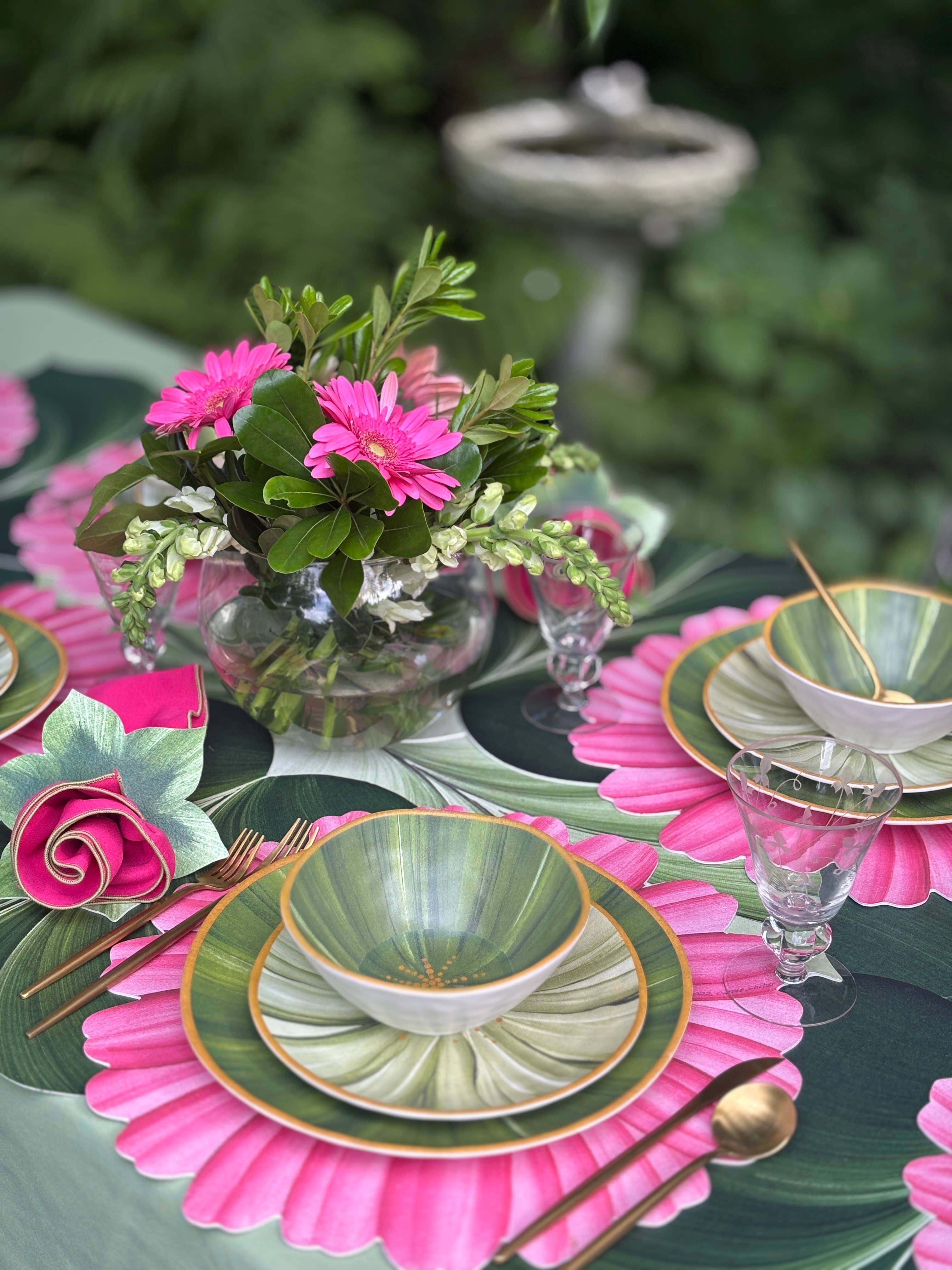 Carole Shiber Designs - Vente Sets de table - Set de table Gerber Daisy - Rose1