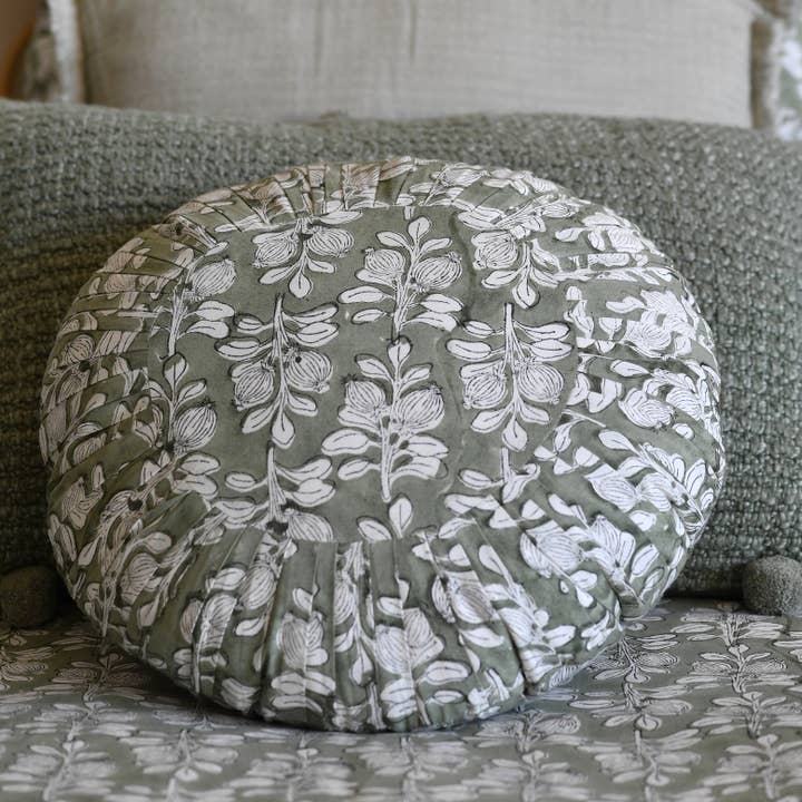 Rund kudde Alhambra oliv, avtagbart överdrag för wholesale av Maison Lilo
