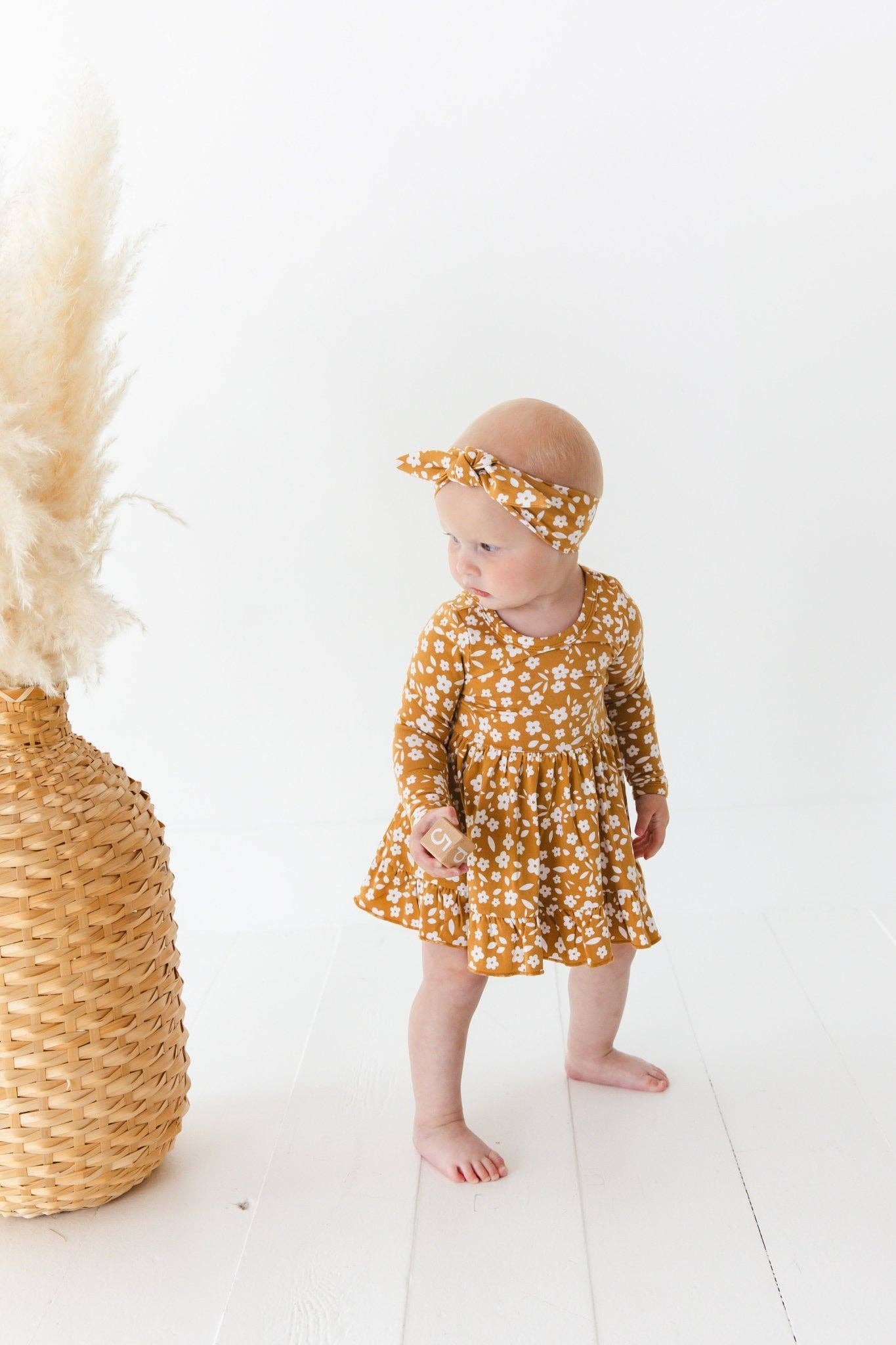 Jammie Session formerly Big Dreams Little Jammies - Wholesale Dress - Baby - Honey Blooms Long Sleeve Bodysuit Twirl Dress2