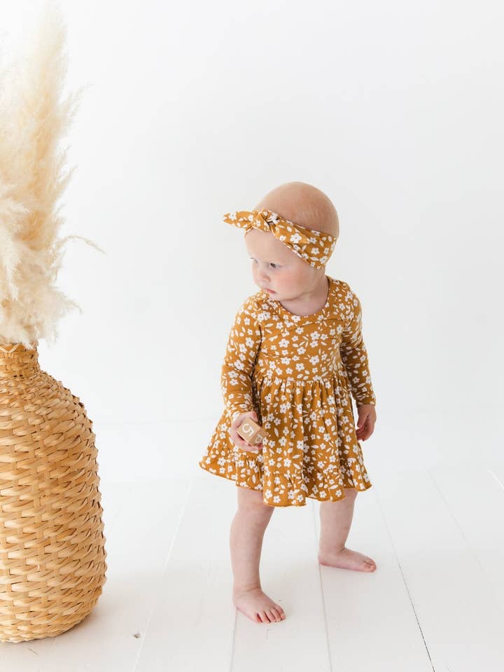 Jammie Session formerly Big Dreams Little Jammies - Wholesale Dress - Baby - Honey Blooms Long Sleeve Bodysuit Twirl Dress2
