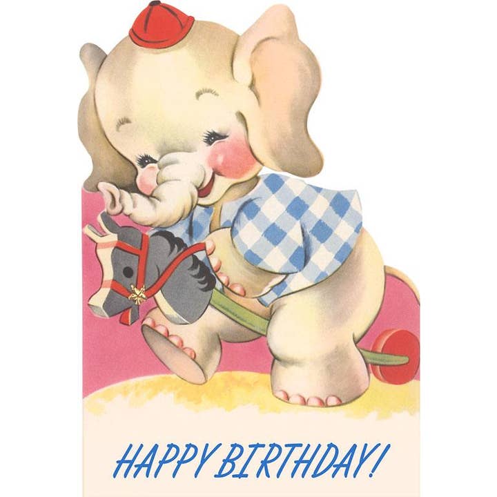 Found Image Press – wholesale Magnet – Magnet HB-361 Grattis på födelsedagen från Elefant på gunghäst