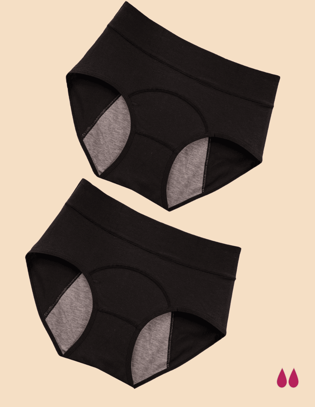 Negro 2 bragas menstruales de algodón Absorbentes para no usar salvaslips Indy de venta al por mayor en Faire5