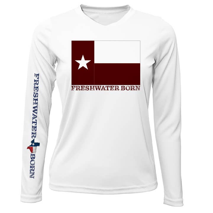Texas A&M Edition Freshwater Born UPF 50+ dry-fit shirt met lange mouwen voor dames voor wholesale door Saltwater Born