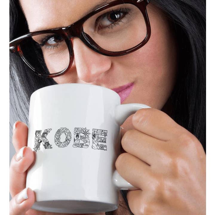 3dRose - Wholesale Coffee Mug - 3dRose, Kobe decorative text - black on white, Mug9