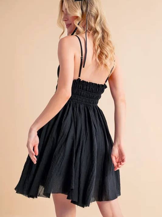 BLACK Aemi+Co Lace Detail Mini Cami Dress for wholesale on Faire1