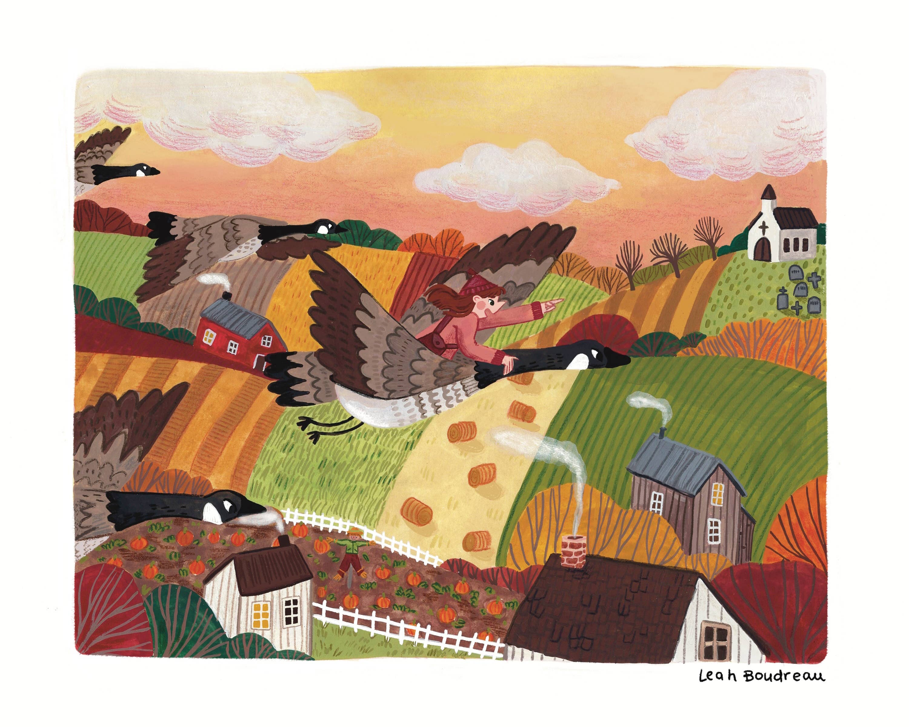 Leah Bees Creations - Wholesale Art Print - Flying with Geese - Print1