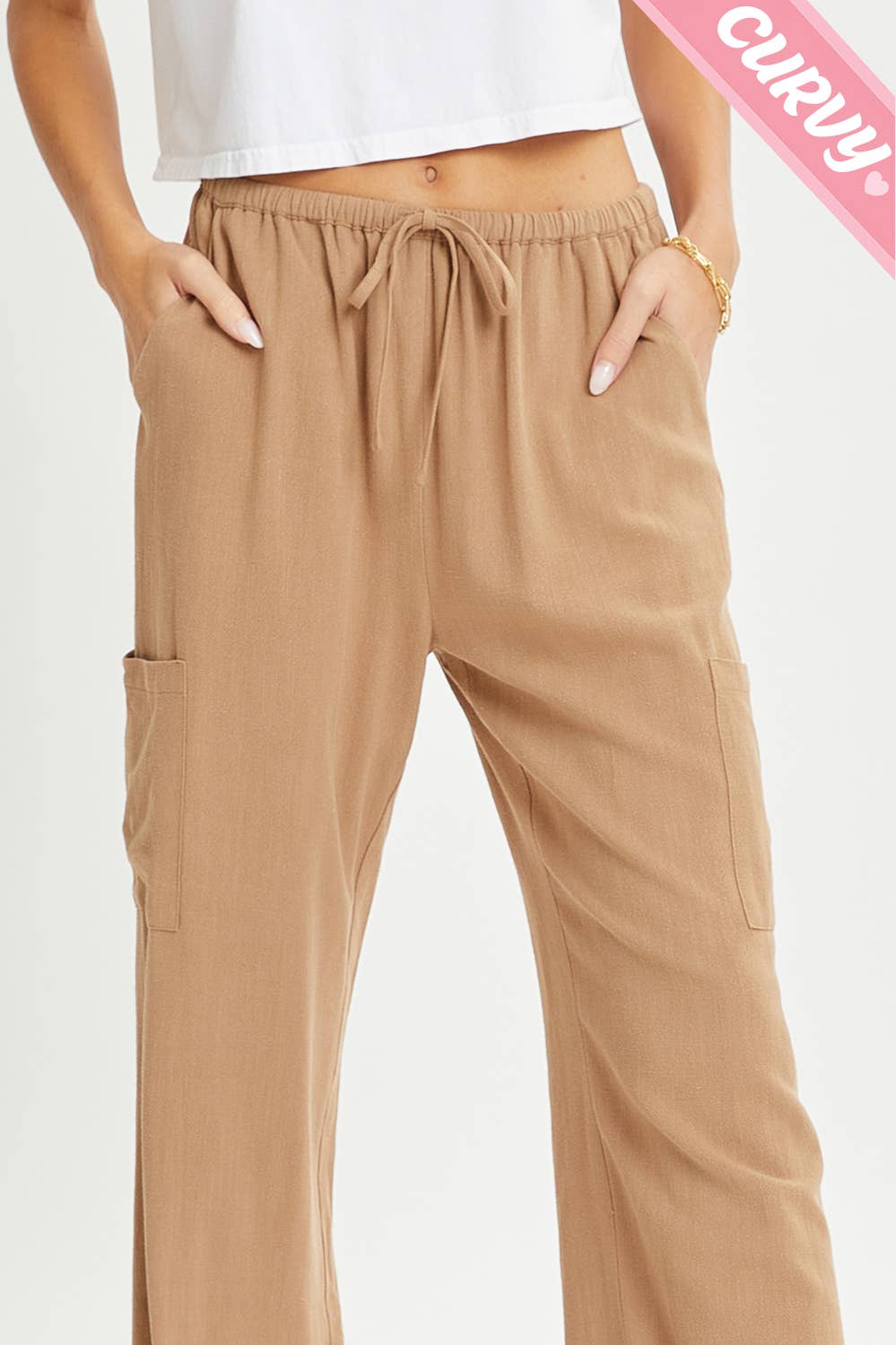 Sweet Lovely by Jen - Wholesale Pants - Women's - PLUS SIZE LINEN- BLEND PULL-ON-PANTS14