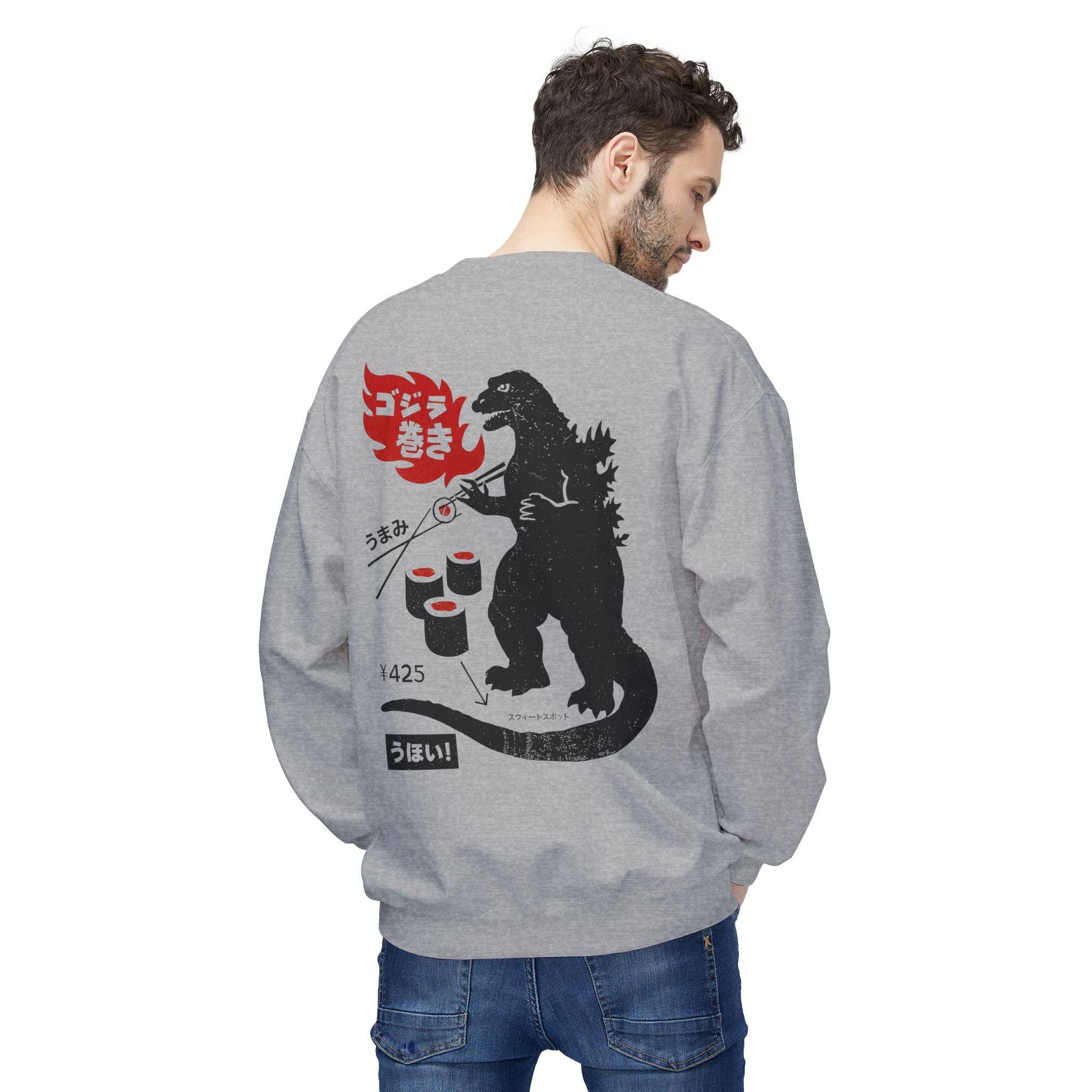 KILLER RETRO - Wholesale Graphic Sweatshirt - Unisex - Restored Vintage Sushi and Kaiju Sweatshirt9