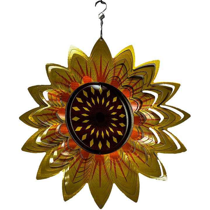 Artistic Stainless Steel Sunflower Wind Spinner Yard Art for wholesale by Texas Toy Distribution