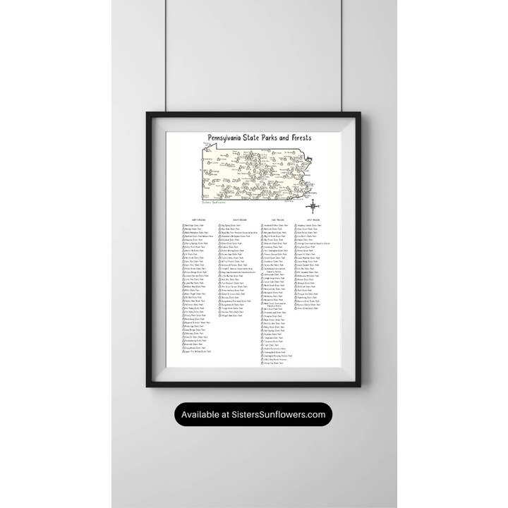 Pennsylvania State Parks and Forests Art Print with Green Fe for wholesale by Sisters' Sunflowers