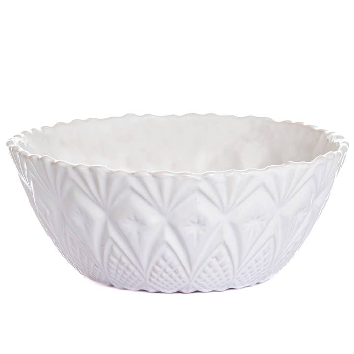 CMK Vintageinspirerad Medelstor Handgjord Keramikskål /Vit för wholesale av Coppermill Kitchen LLC