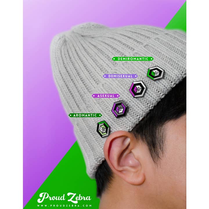 Proud Zebra - Wholesale Lapel Pin/Button - Asexual Flag - Proud Cube Pin2
