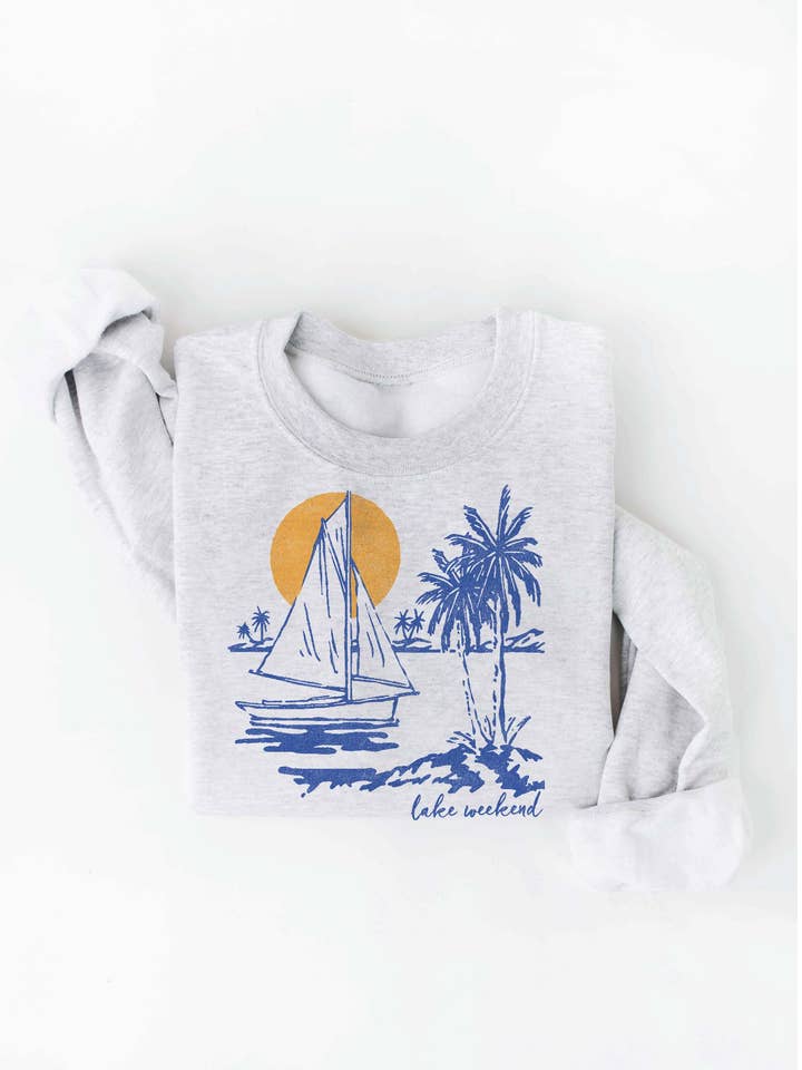 LAKE WEEKEND Graphic Sweatshirt for wholesale by OAT COLLECTIVE