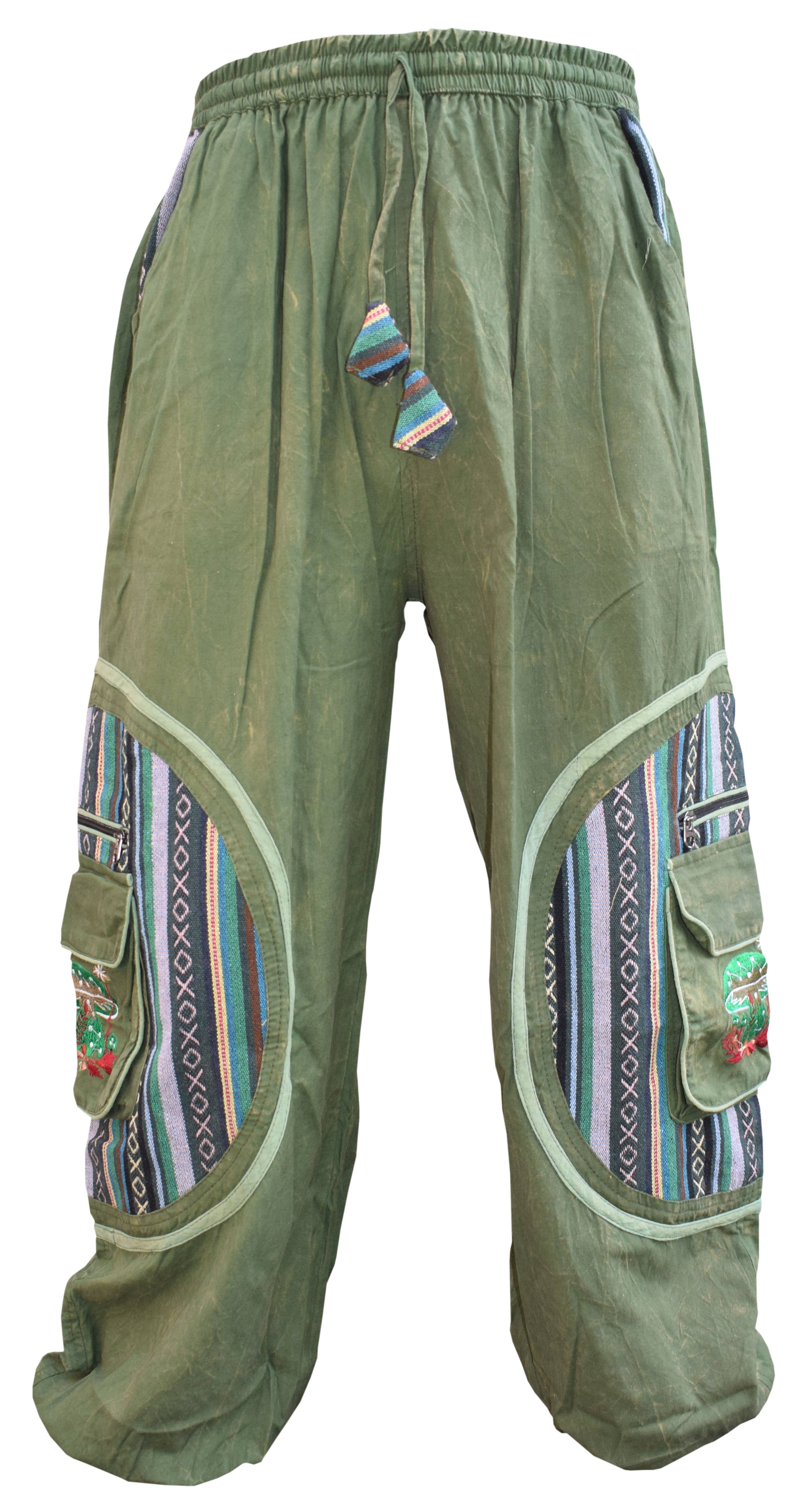 Gheri - Wholesale Pants - Unisex - Aztec Pocket Mushroom Embroidery Parachute Cargo Trousers6