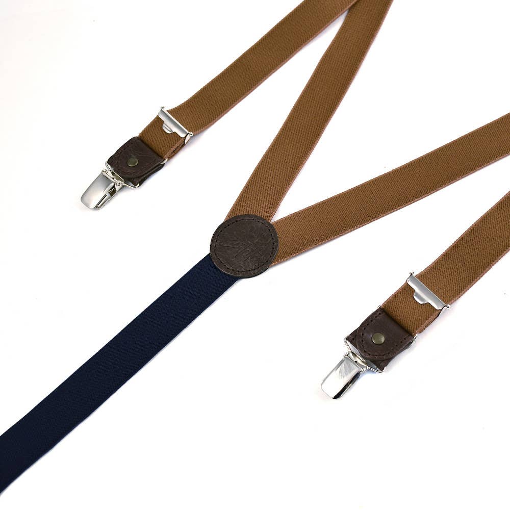 Bertelles – Engroshandel Seler - Herre – Tynde clip-on seler med læderdetaljer - Kastanje1