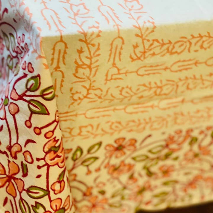 Sunny Dzyns – Engroshandel Dug – Indian Block Print Duge, Gul Blomstret Bomuld Borddæksel, Bordduge Med Servietter Sæt, Pink Jaipur Print Rektangel Bordduge