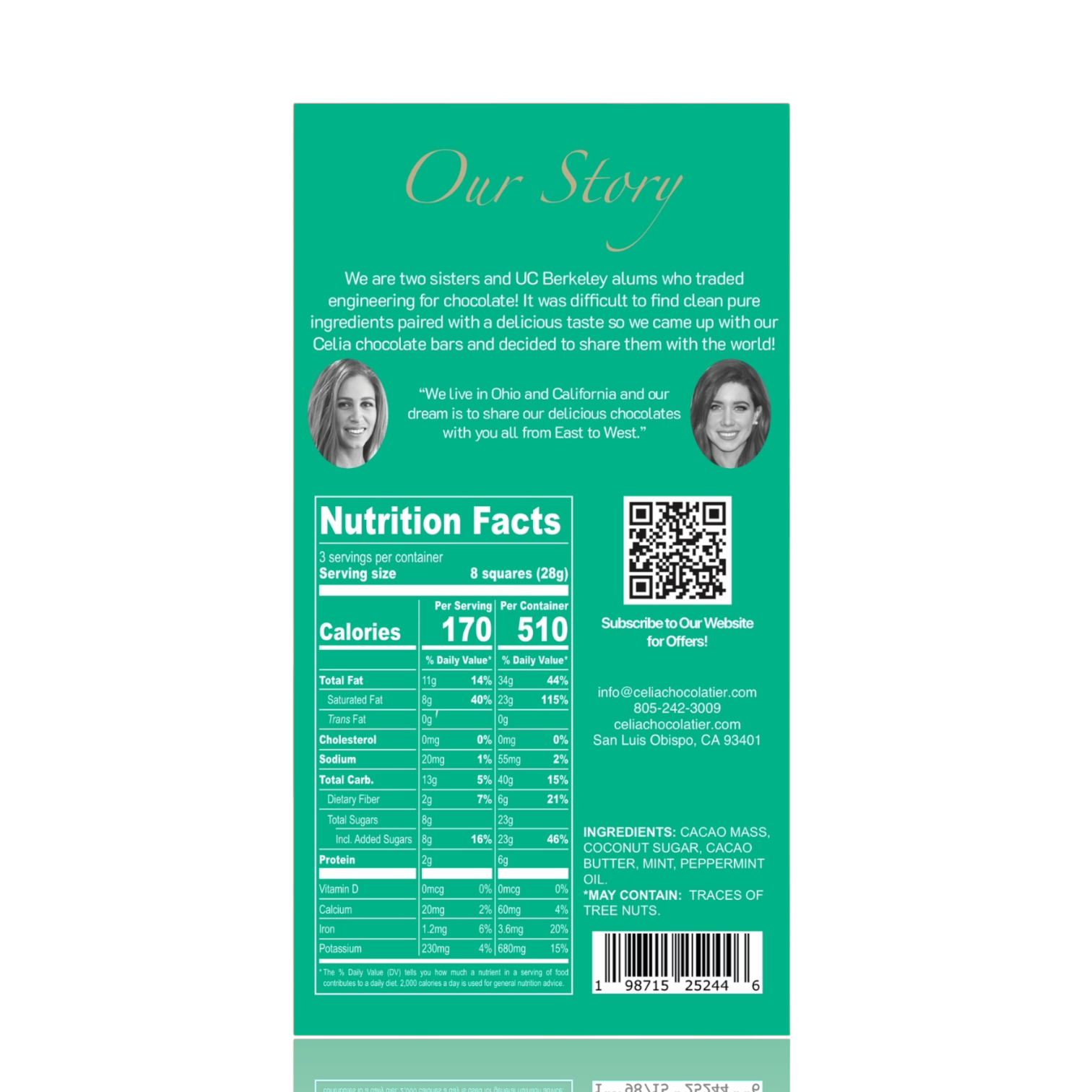 CELIA CHOCOLATIER - Wholesale Chocolate Bar - 70% Dark Mint Ecuadorian Chocolate | Coconut Sugar | Vegan 2