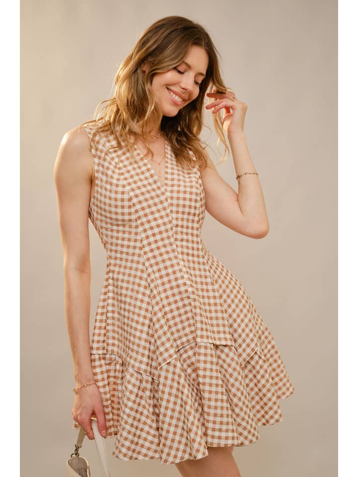 Blue B - Wholesale Dress - Women's - 47022D - Gingham Flare Mini Dress13