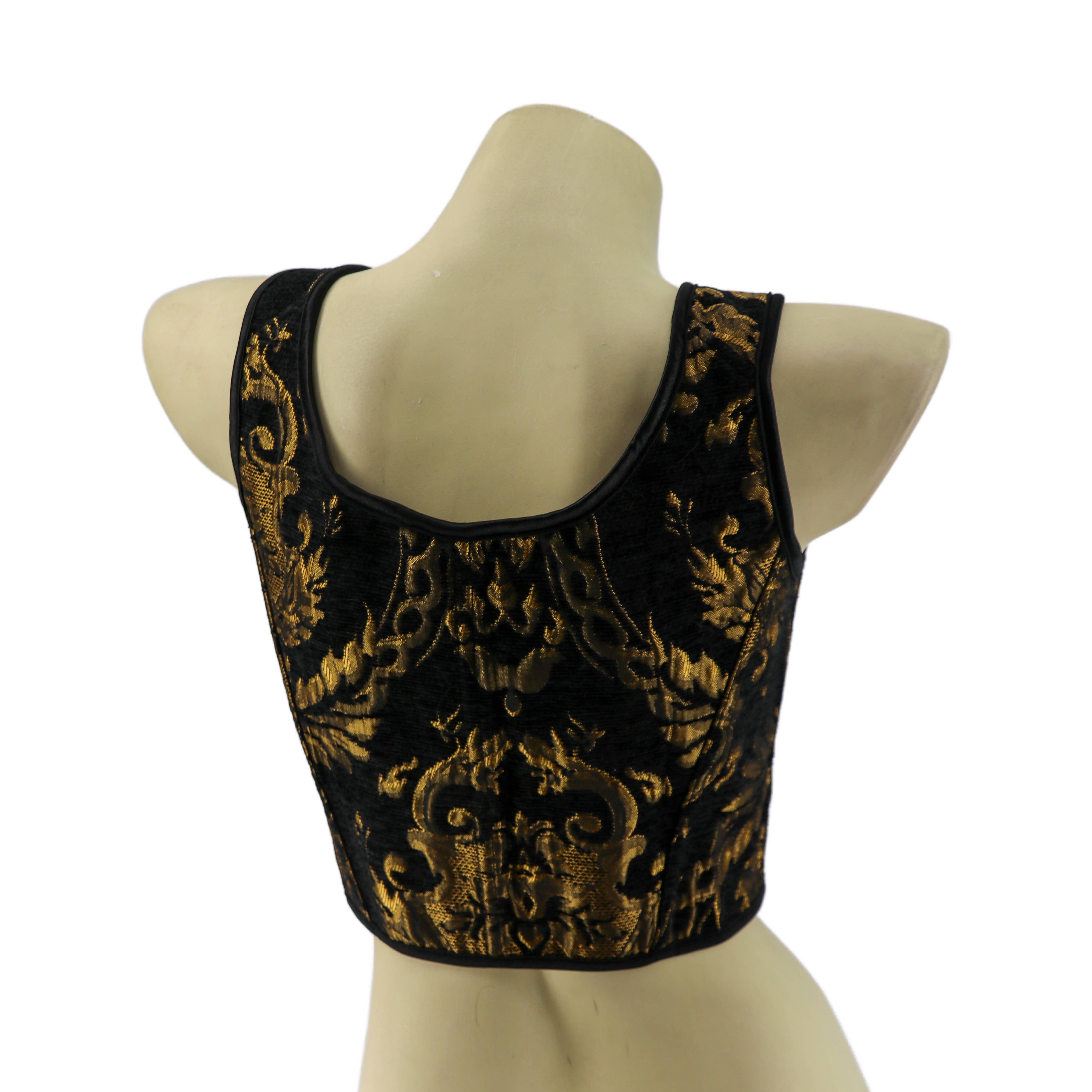 Western Fashion - Wholesale Corset - Women's - Choli Top Corset – Brocade Gold/Black3