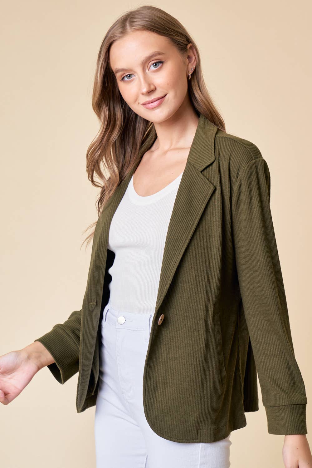 Doe and Rae - Wholesale Blazer - Women's - Placket Sleeve Knit Blazer - 10325J1