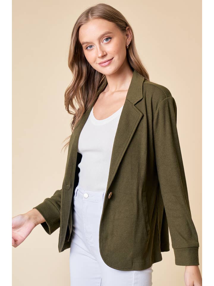 Doe and Rae - Wholesale Blazer - Women's - Placket Sleeve Knit Blazer - 10325J1