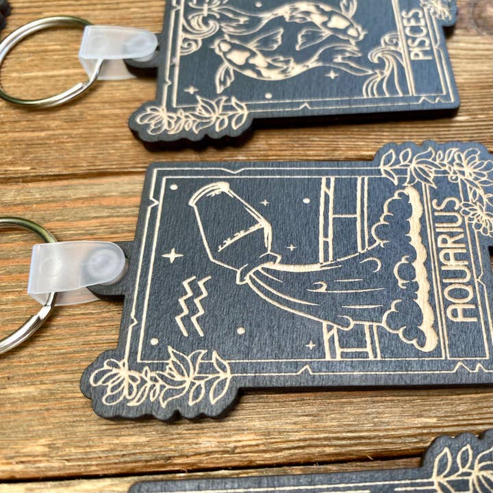 Capricorn Zodiac Keychain | Floral Zodiac Keychain | December 22 - January 19 | for wholesale by Kraftmir