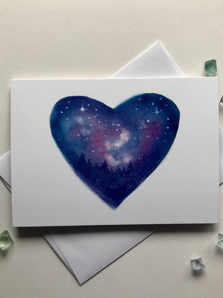 Carte de voeux Northern Lights Heart pour la vente par keeleylove