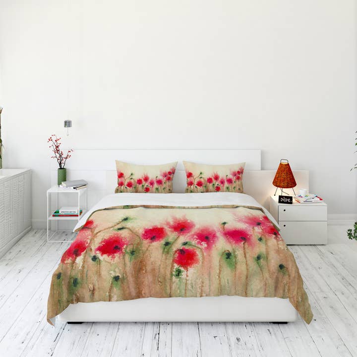Dekbedovertrek of dekbed van Field of Poppies voor wholesale door Brazen Design Studio