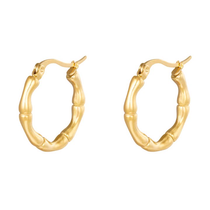Boucles d'oreilles Créoles Bambou 22 mm pour la vente par SHINE BUY