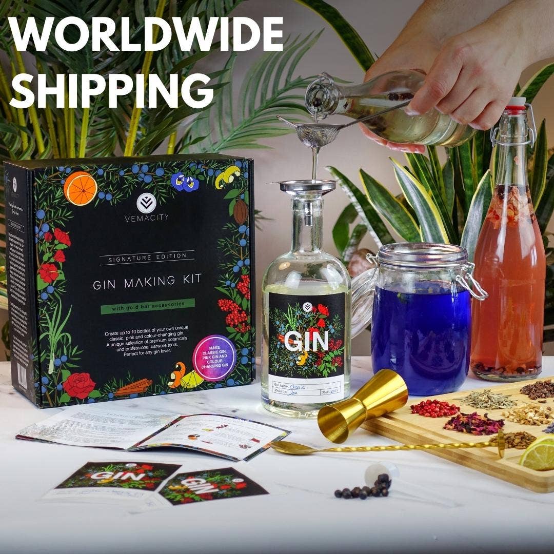 Vemacity – wholesale DIY drink kit – The Signature Edition Gin Making Kit with Gold Accessories6