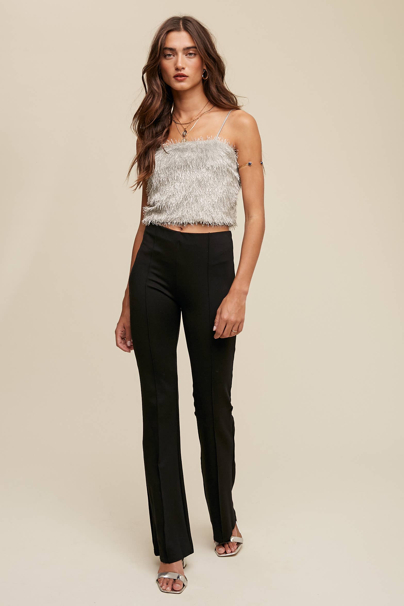 Listicle - Wholesale Camisole - Women's - Metallic Eyelash Knit Cami Top LT131512