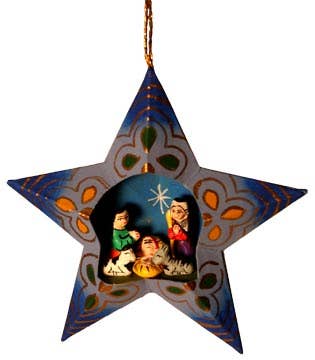Tesoros Trading Company - Wholesale Ornament - Star Ornament with Nativity,  Peru2