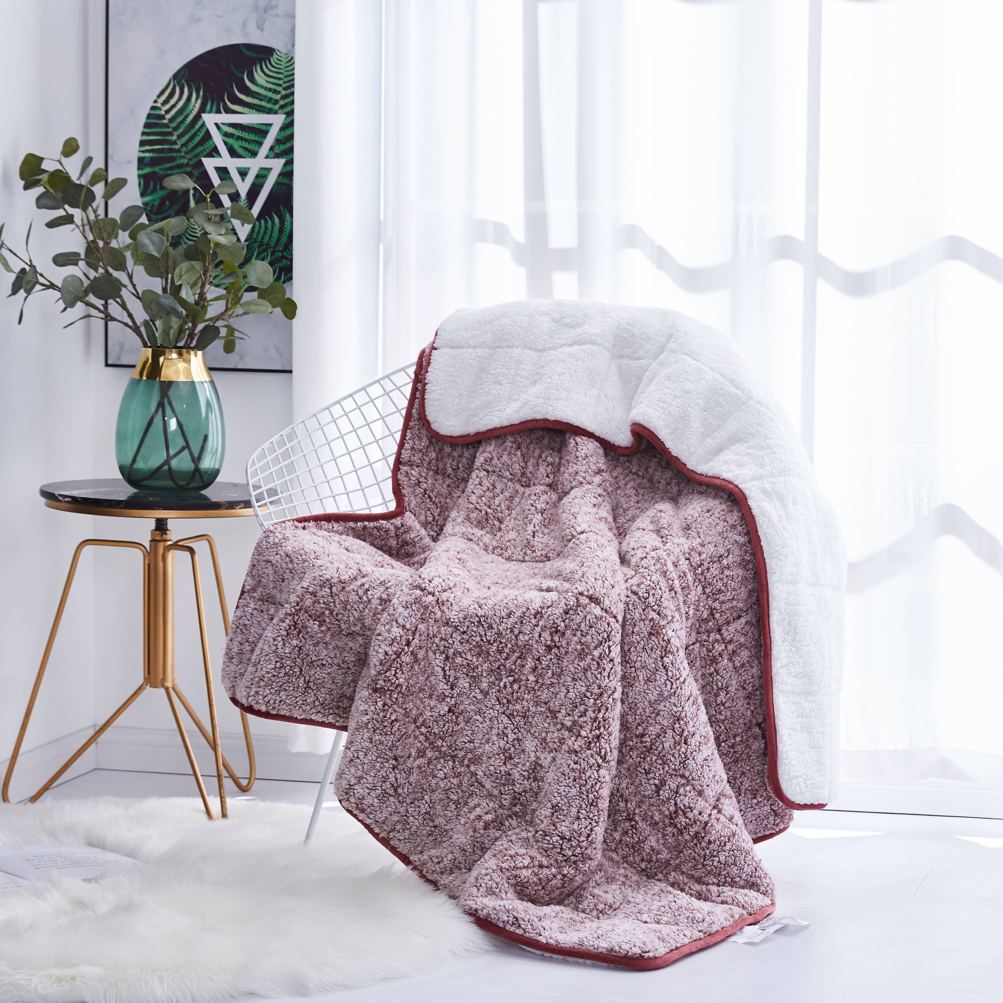 Sutton Home Fashions LLC – Manta para sofá por atacado – Cobertor de lance ponderado Teddy Sherpa9