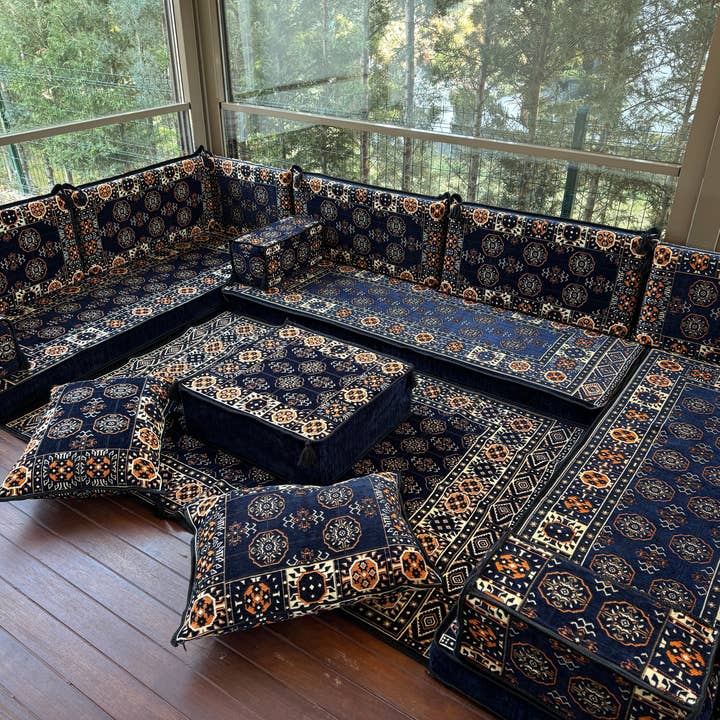The Loom Wholesale - Wholesale Ottoman - Deep Blue Turkish Floor Sofa – Traditional Style Set0