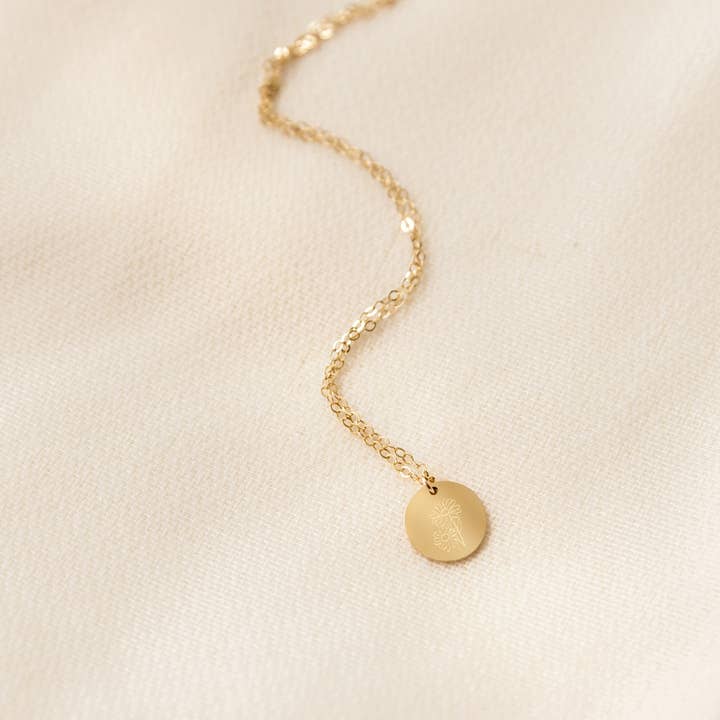 Zen and Zuri - Wholesale Pendant/Charm Necklace - April Birth Flower Gold Filled Daisy Pendant Necklace3