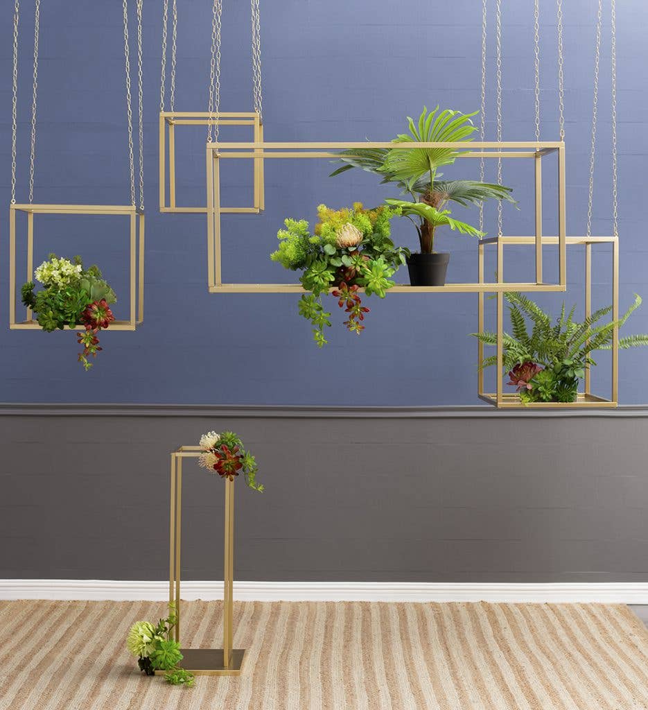 A&B Home Group Inc. - Wholesale Display Shelf - 55x27.5x27.5" Golden Iron Stand With Chains 1EA/CTN11