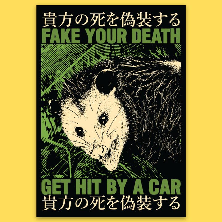 'Fake Your Death' Sticker for wholesale by Wicked Clothes